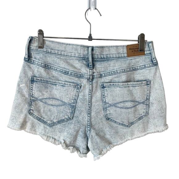 Y2K ABERCROMBIE & FITCH Button Fly Denim Jean Shorts Distressed Light Wash 29/8 - Picture 2 of 10